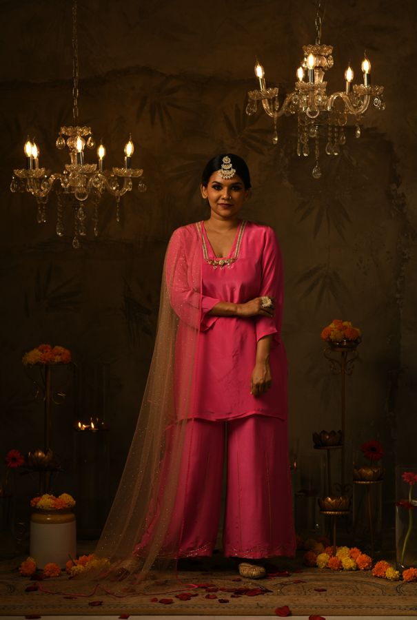 Sasha Pink Embroidered Kurta Set