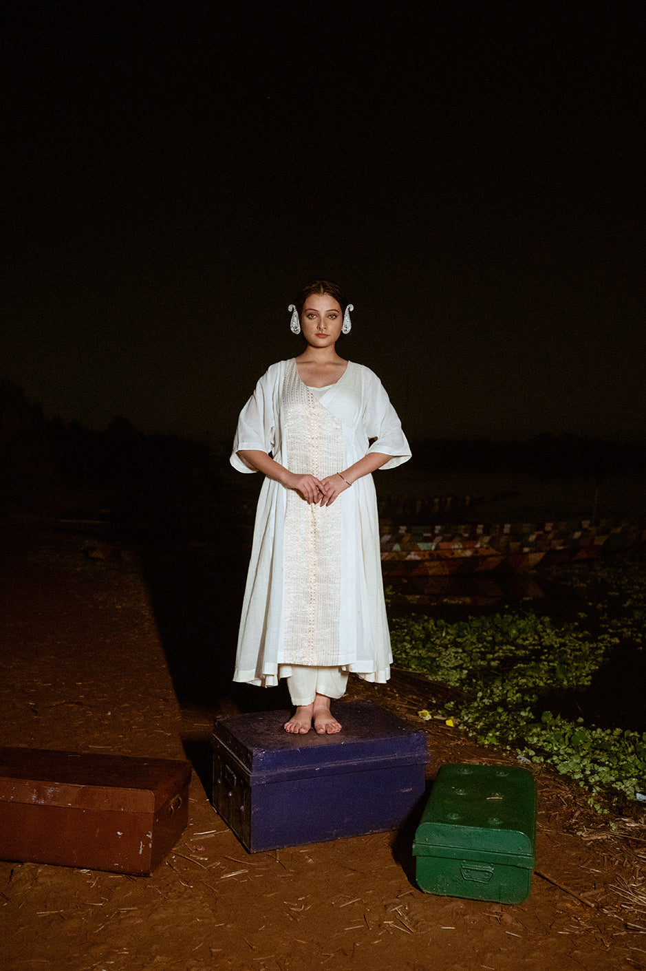 Titli Dress White Zari Anchal