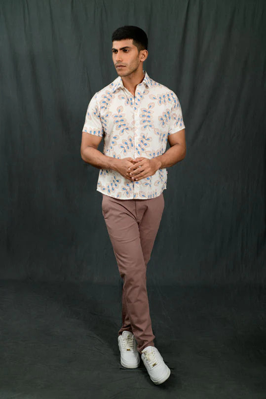 Two Color Twig Half Sleeves Shirt