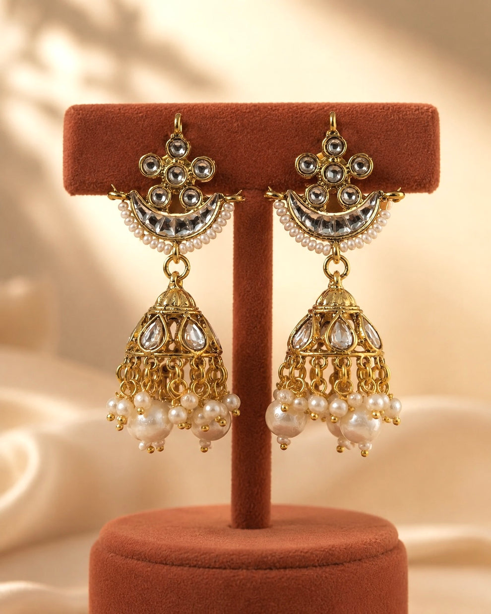 Ponnambal | Kundan & Pearl Vintage Haaram with Jhumkas