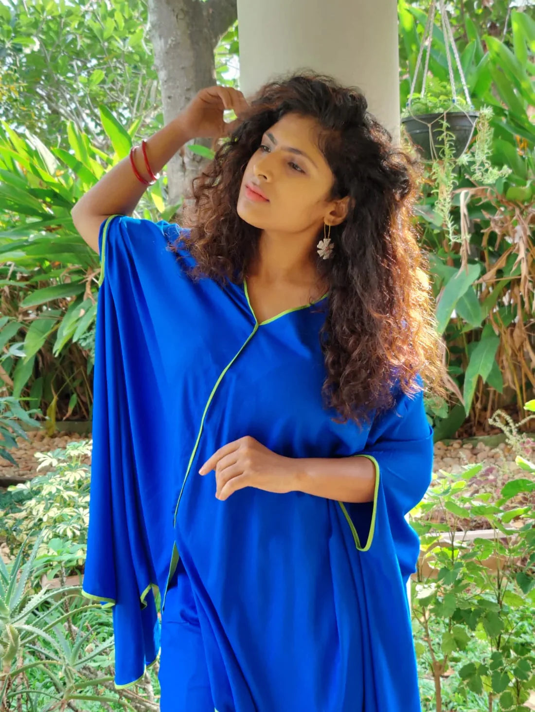 Blue Poncho Kaftan Set