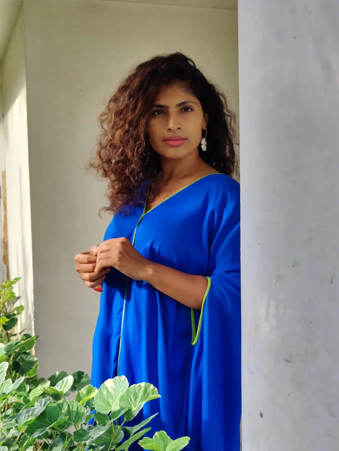 Blue Poncho Kaftan Set