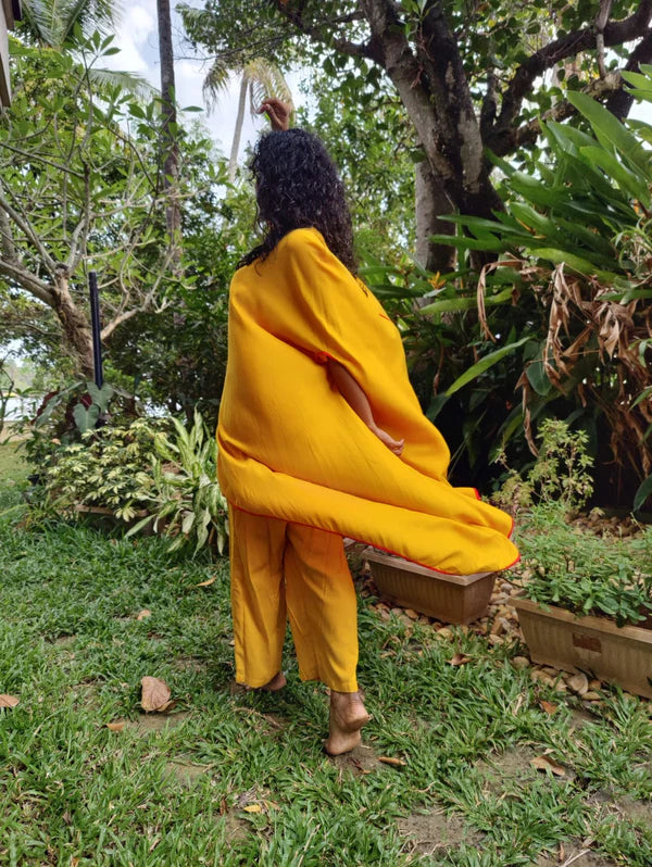 Yellow Poncho Kaftan Set