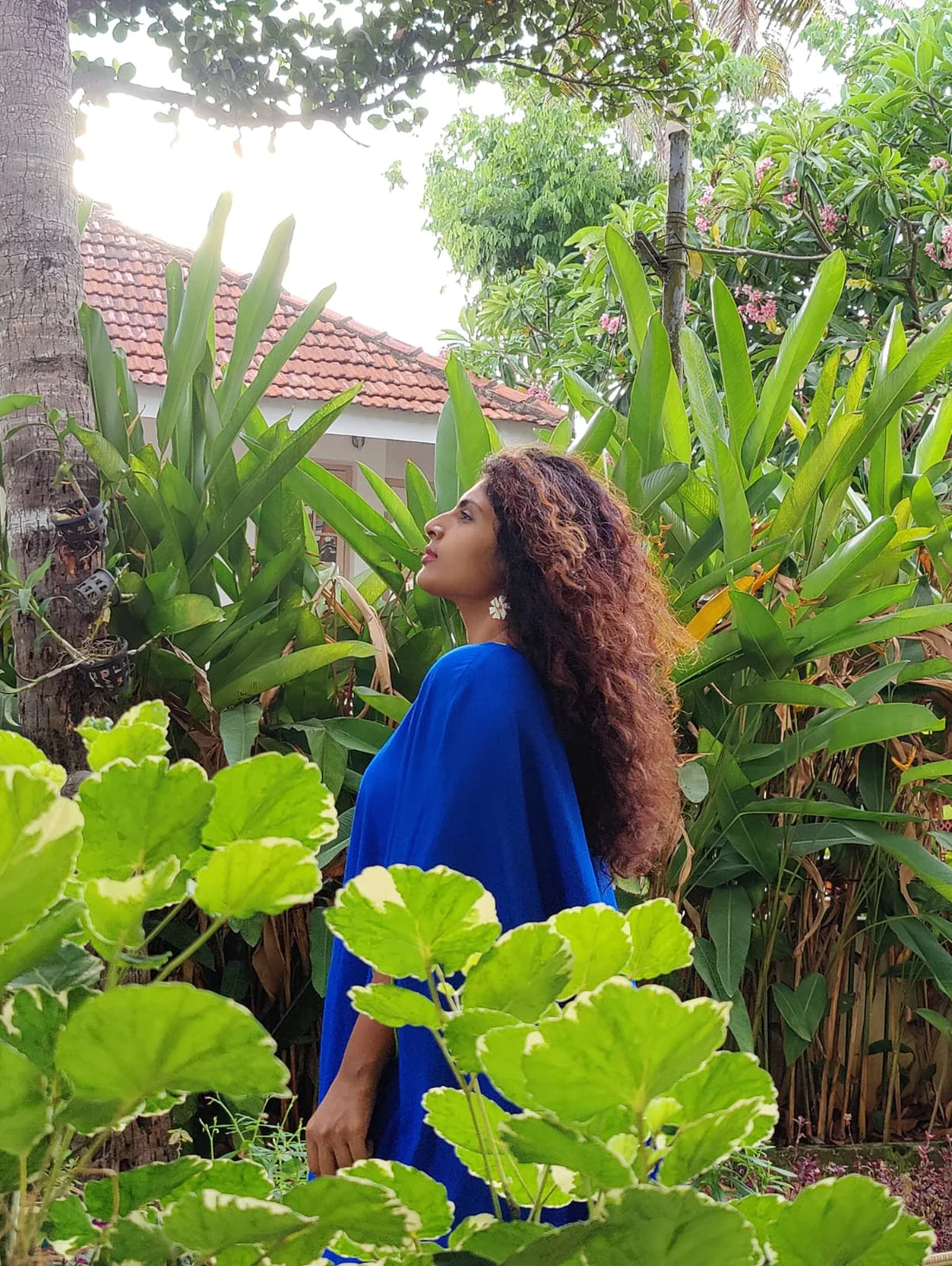 Blue Poncho Kaftan Set