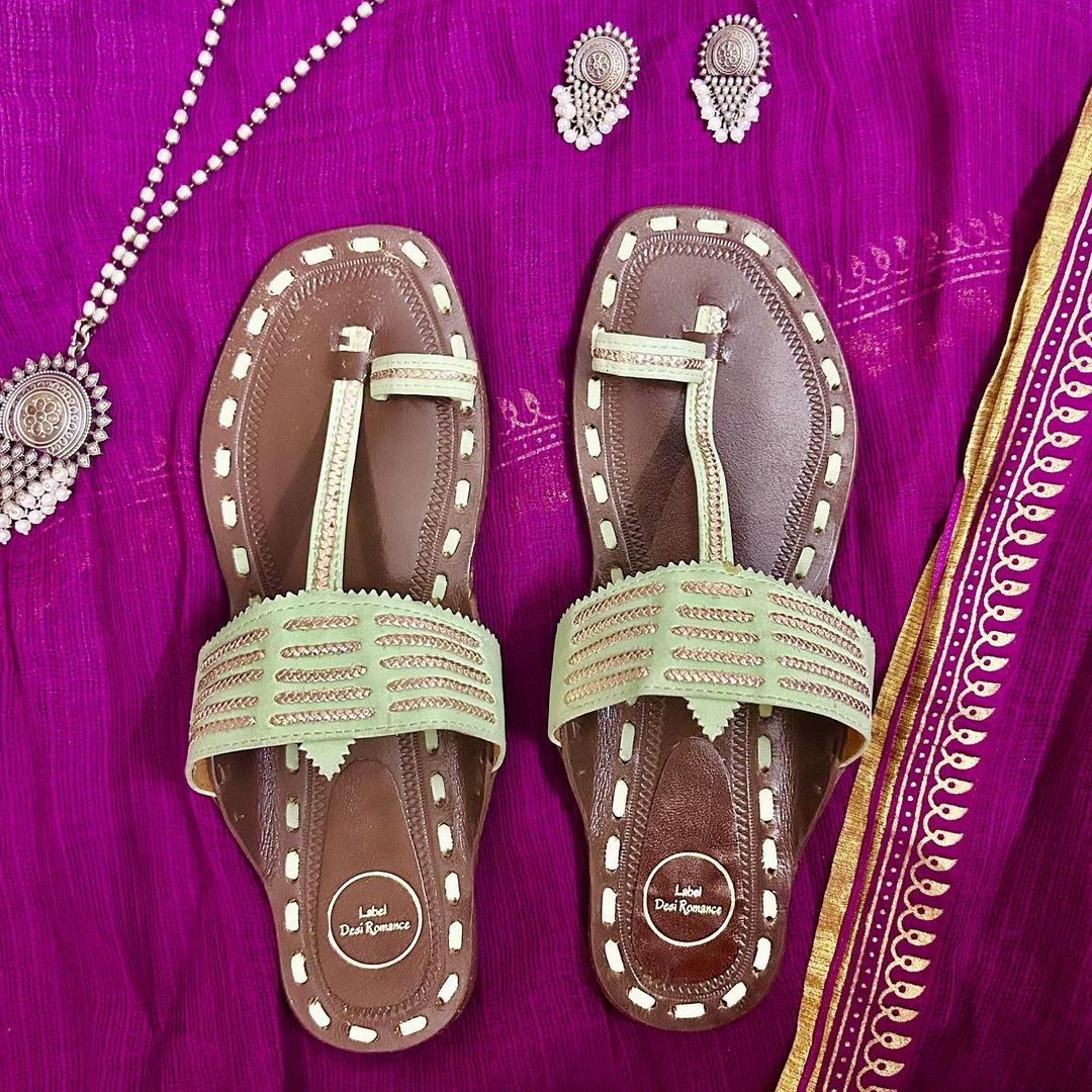 Light Green Flat Kolapuris