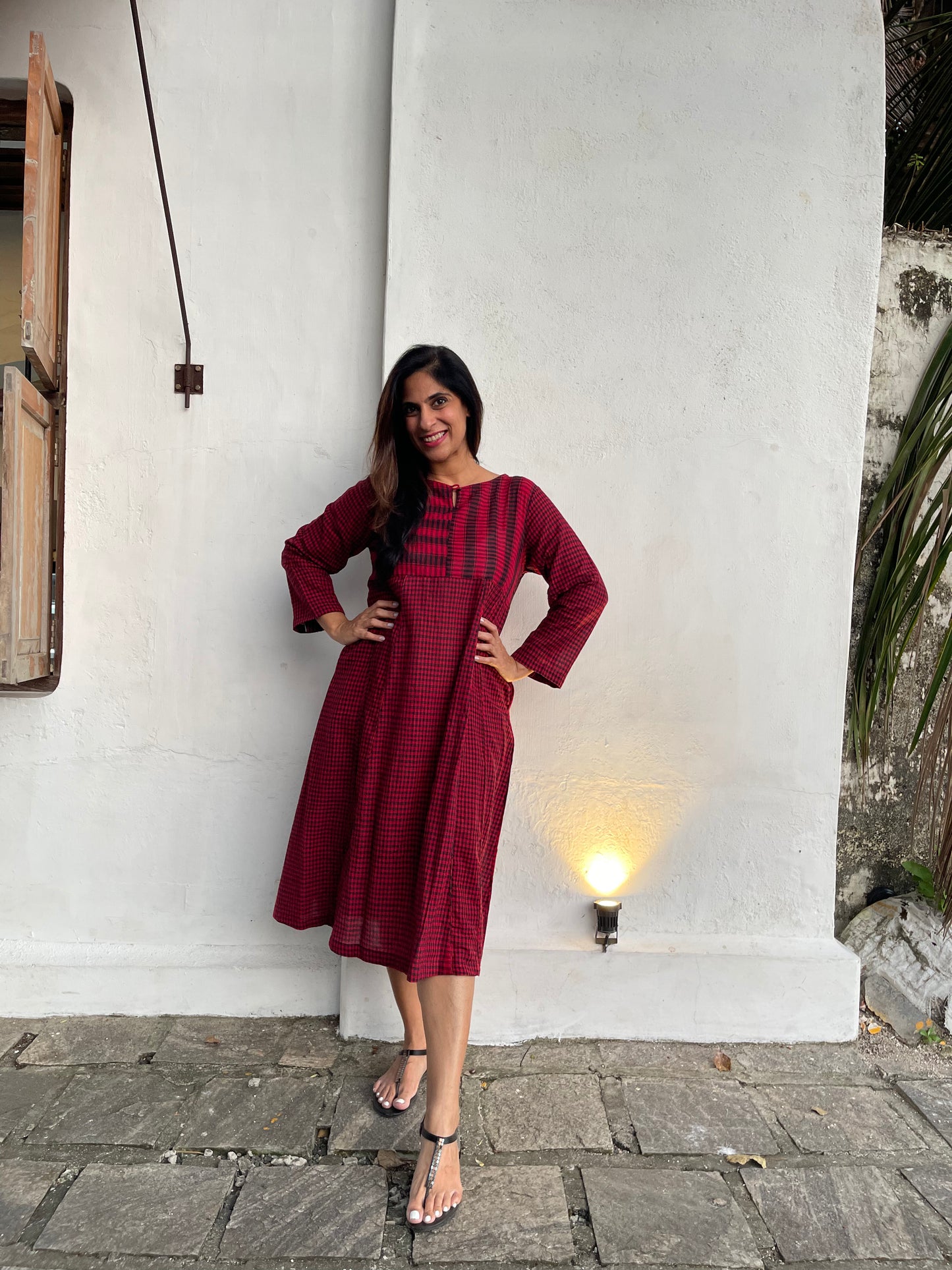 Maroon Side Panalled Dress