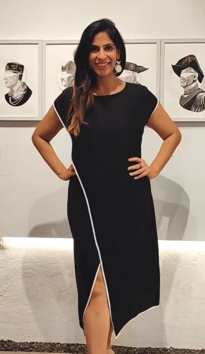 Mia Black Asymmetric Wrap Dress