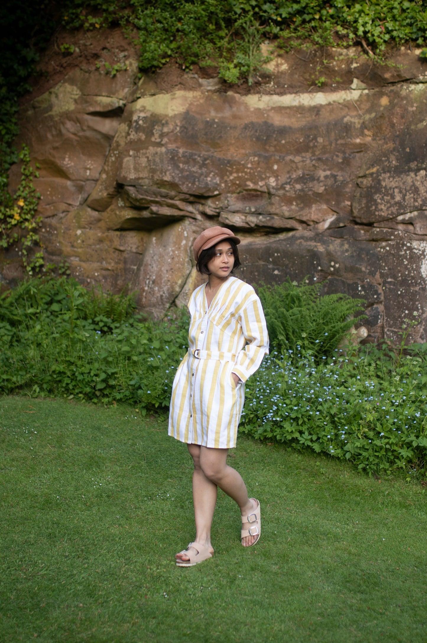 The Brooklyn Shift Dress | Yellow Striped Tencel Edition