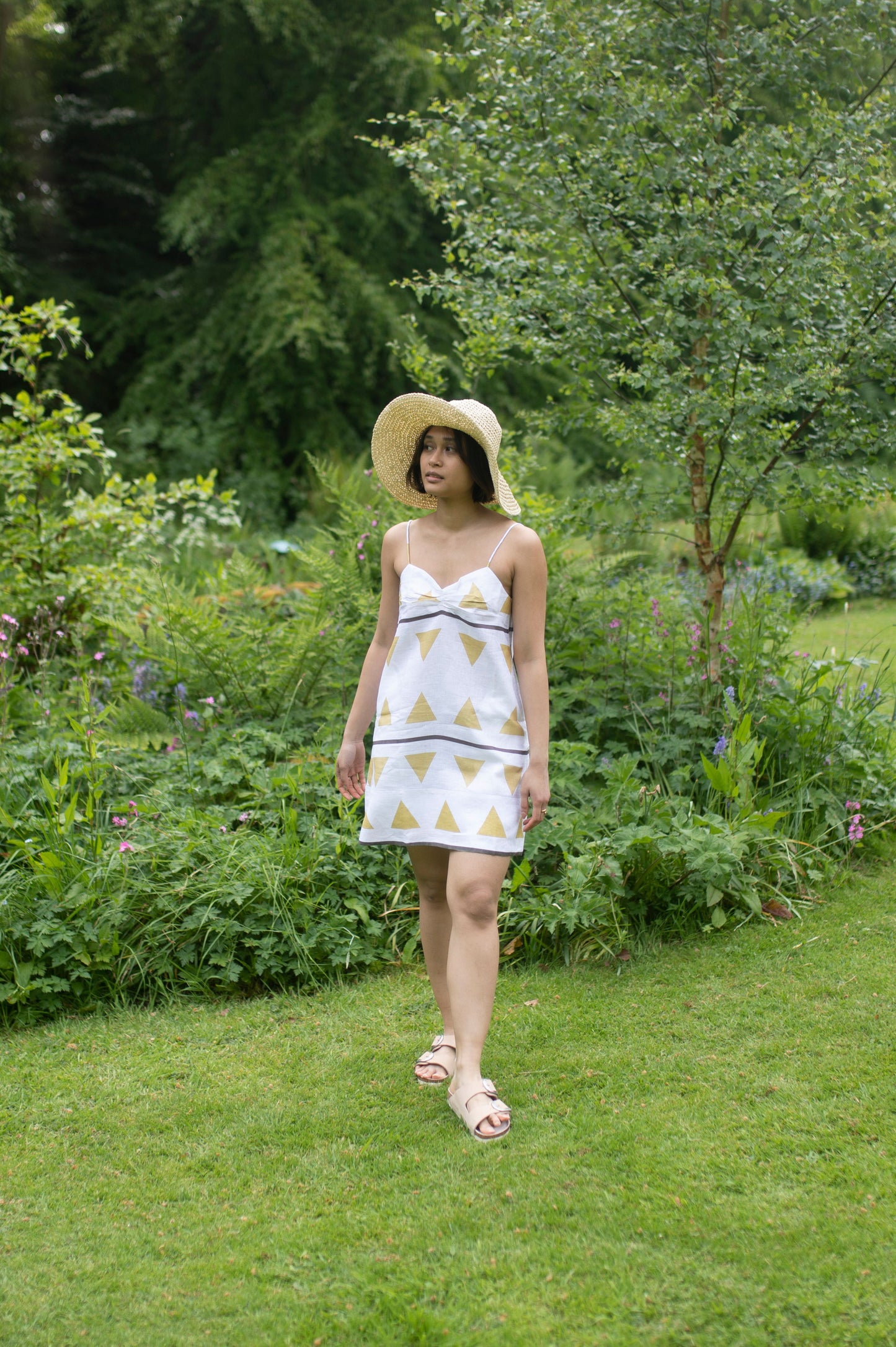 The California Slip Dress | Mustard Geometric Print