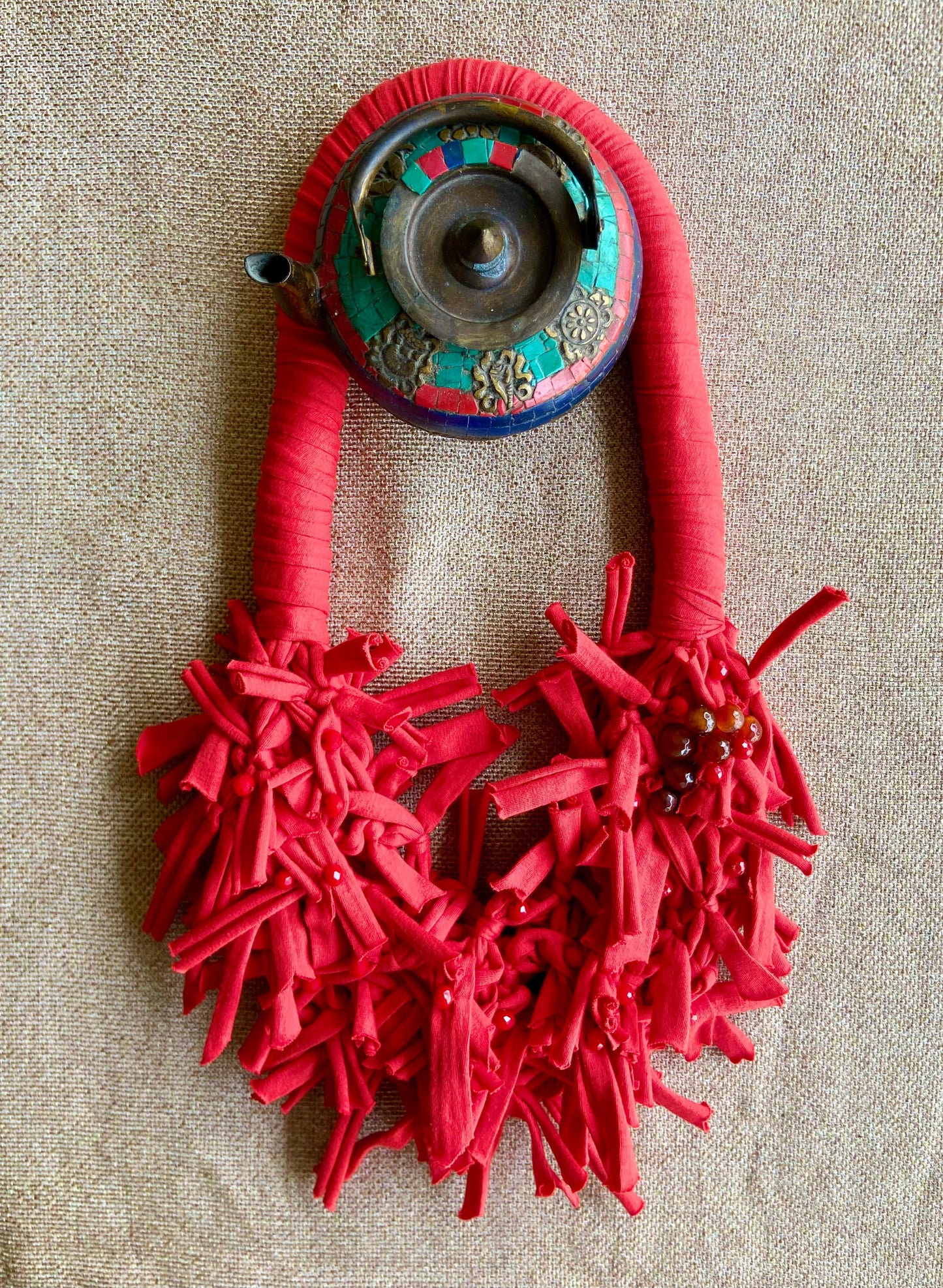 Red Siren Handmade Fabric Necklace