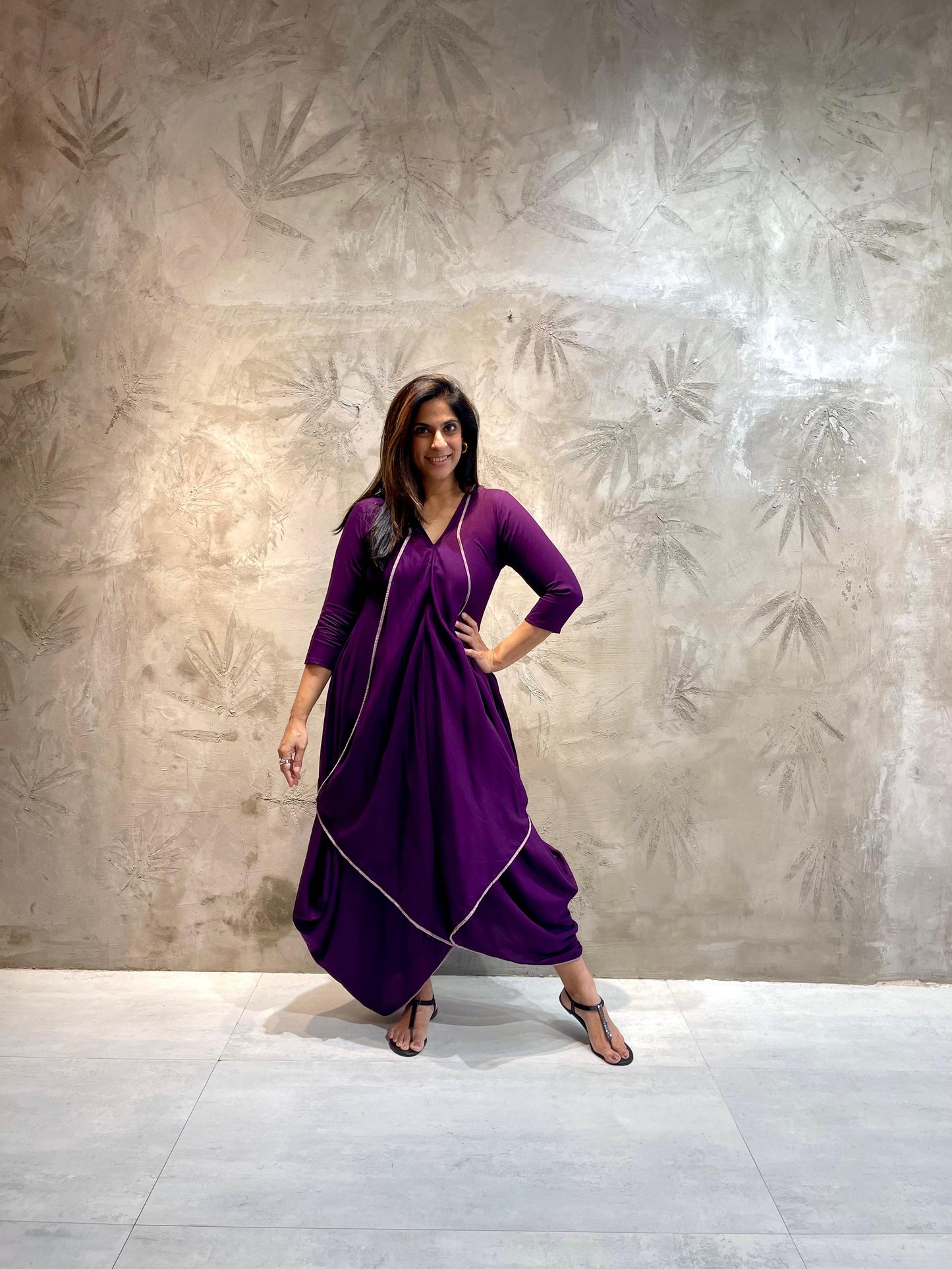 Violet Butterfly Dress with Lavender Piping