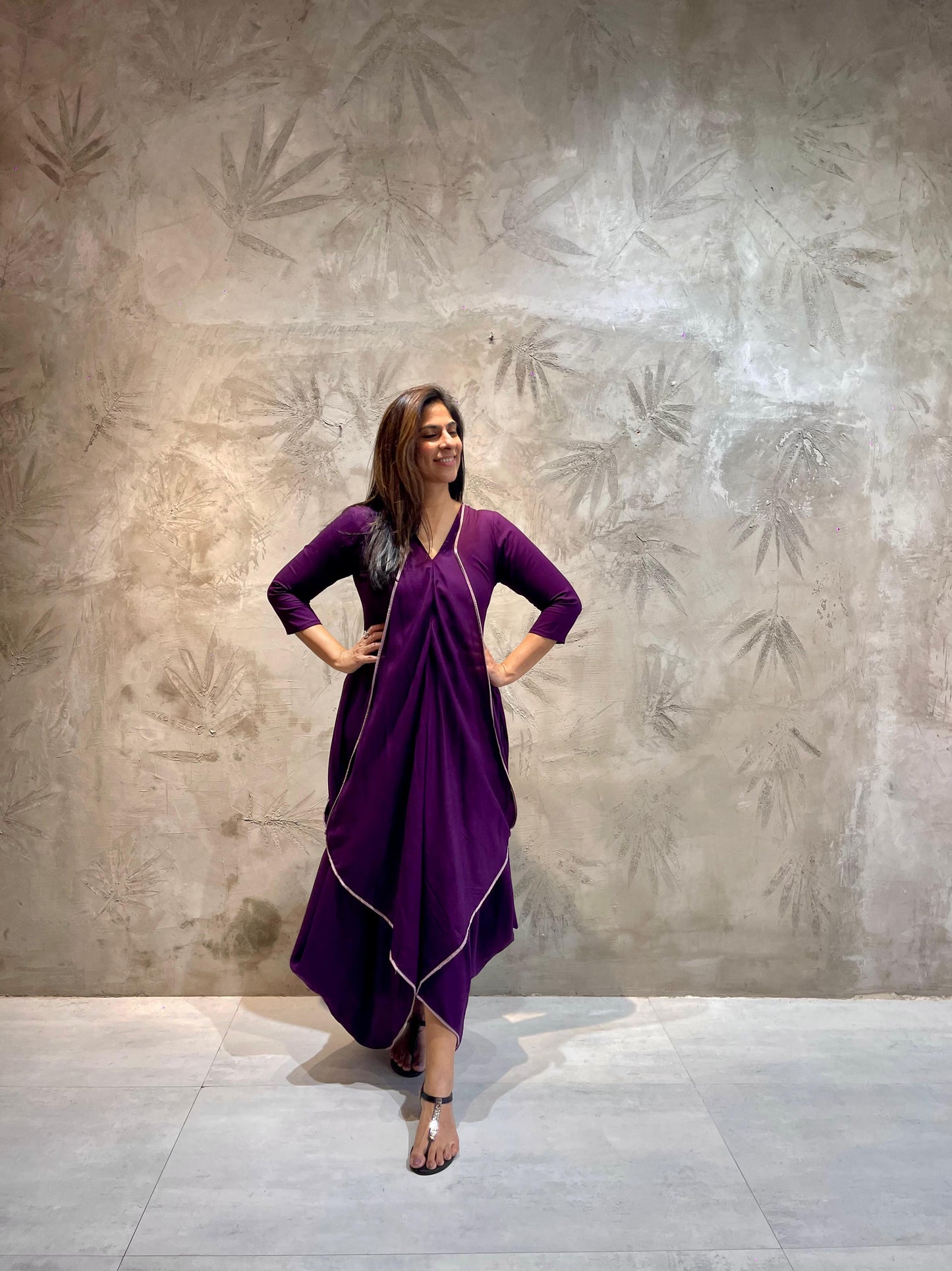 Violet Butterfly Dress with Lavender Piping
