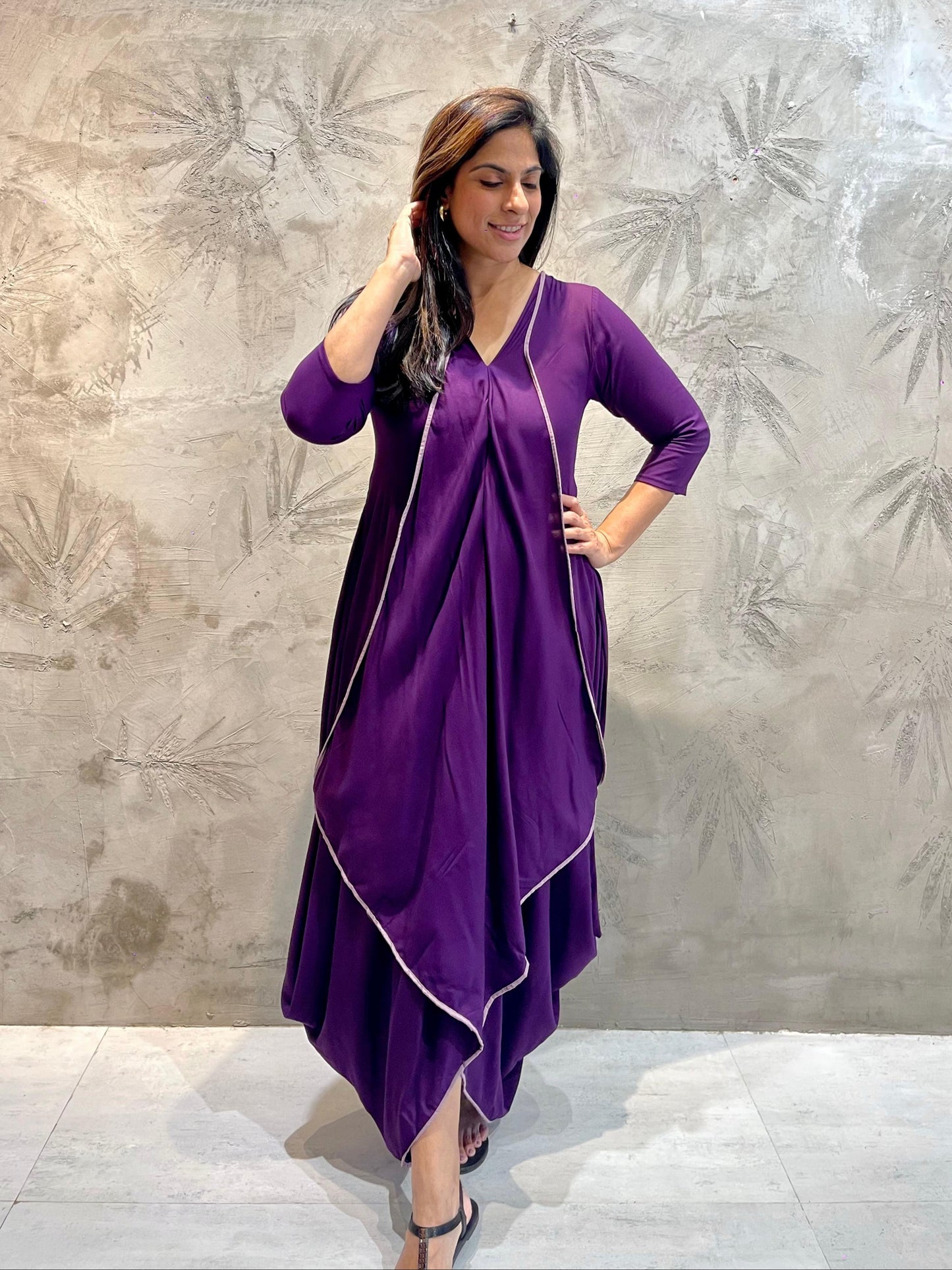 Violet Butterfly Dress with Lavender Piping
