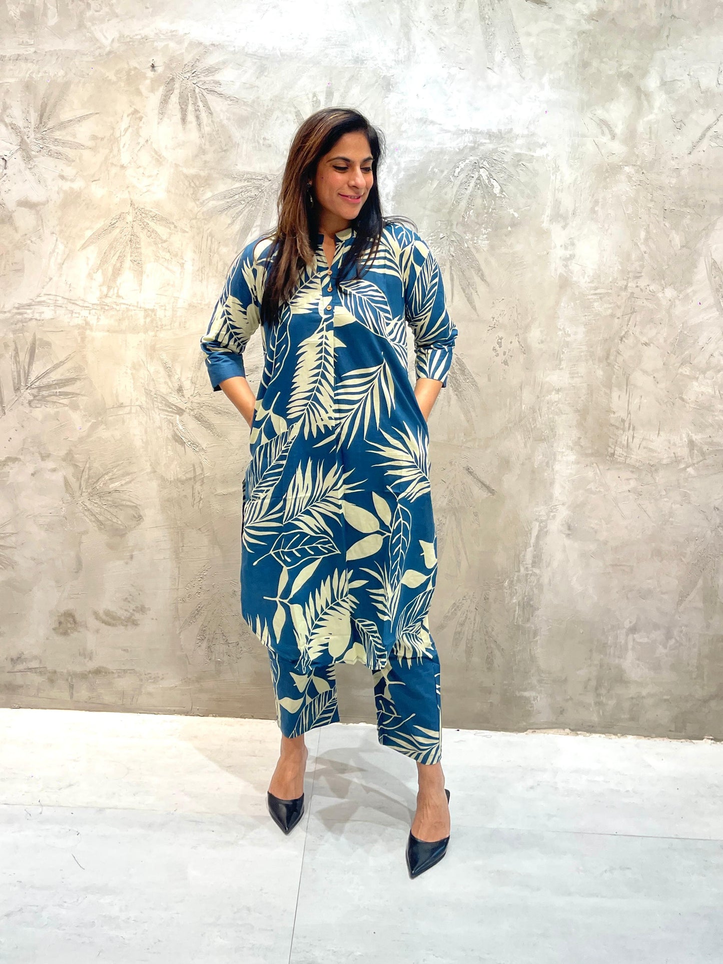 BLUE LEAF PRINT CO-ORD SET
