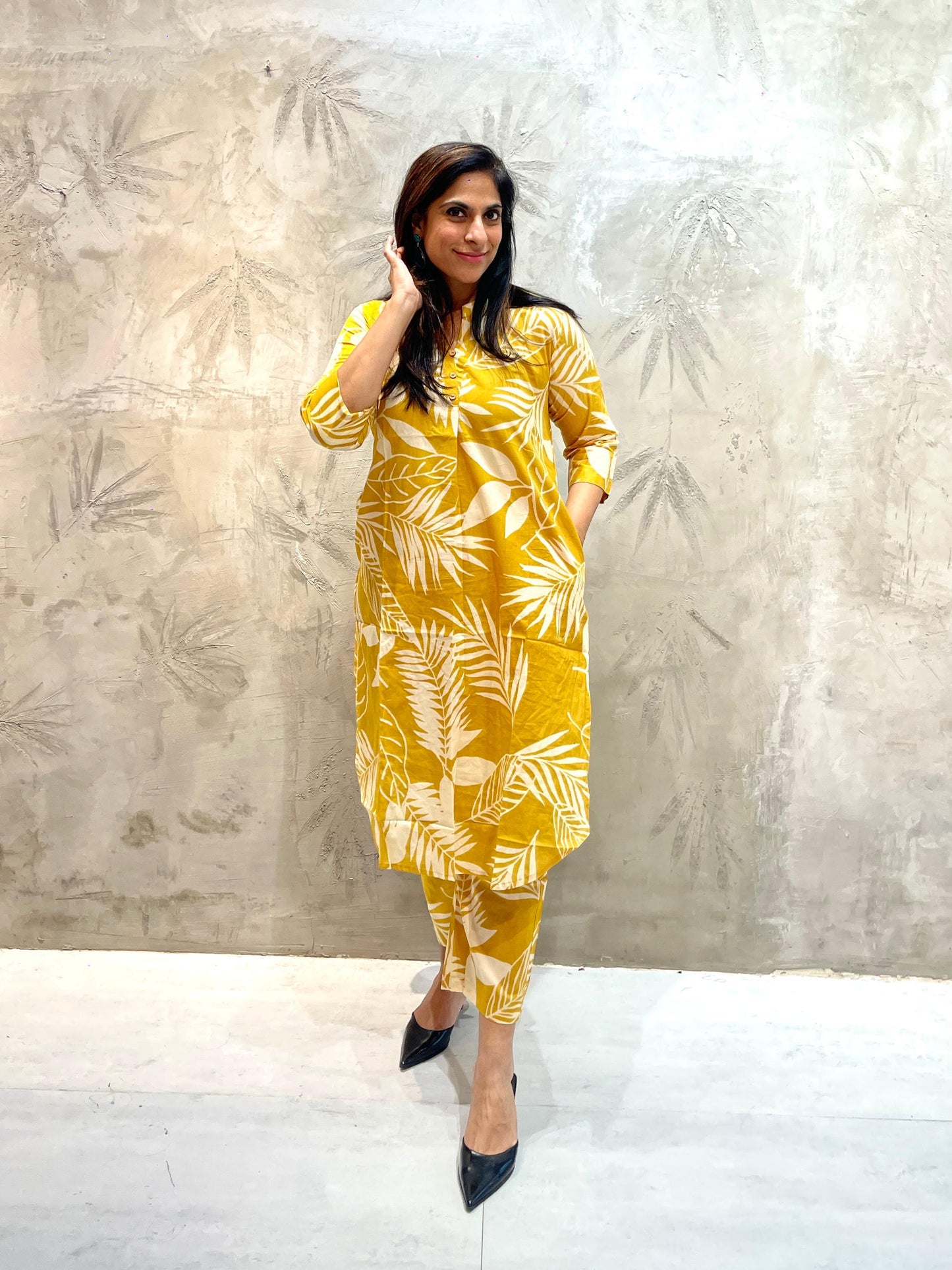 YELLOW LEAF PRINT CO-ORD SET