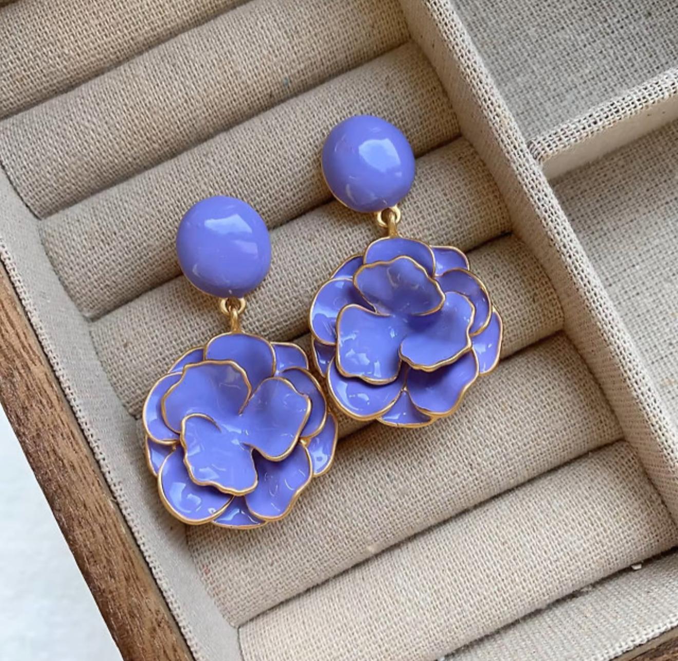 Stellar Bloom Earrings - Blue