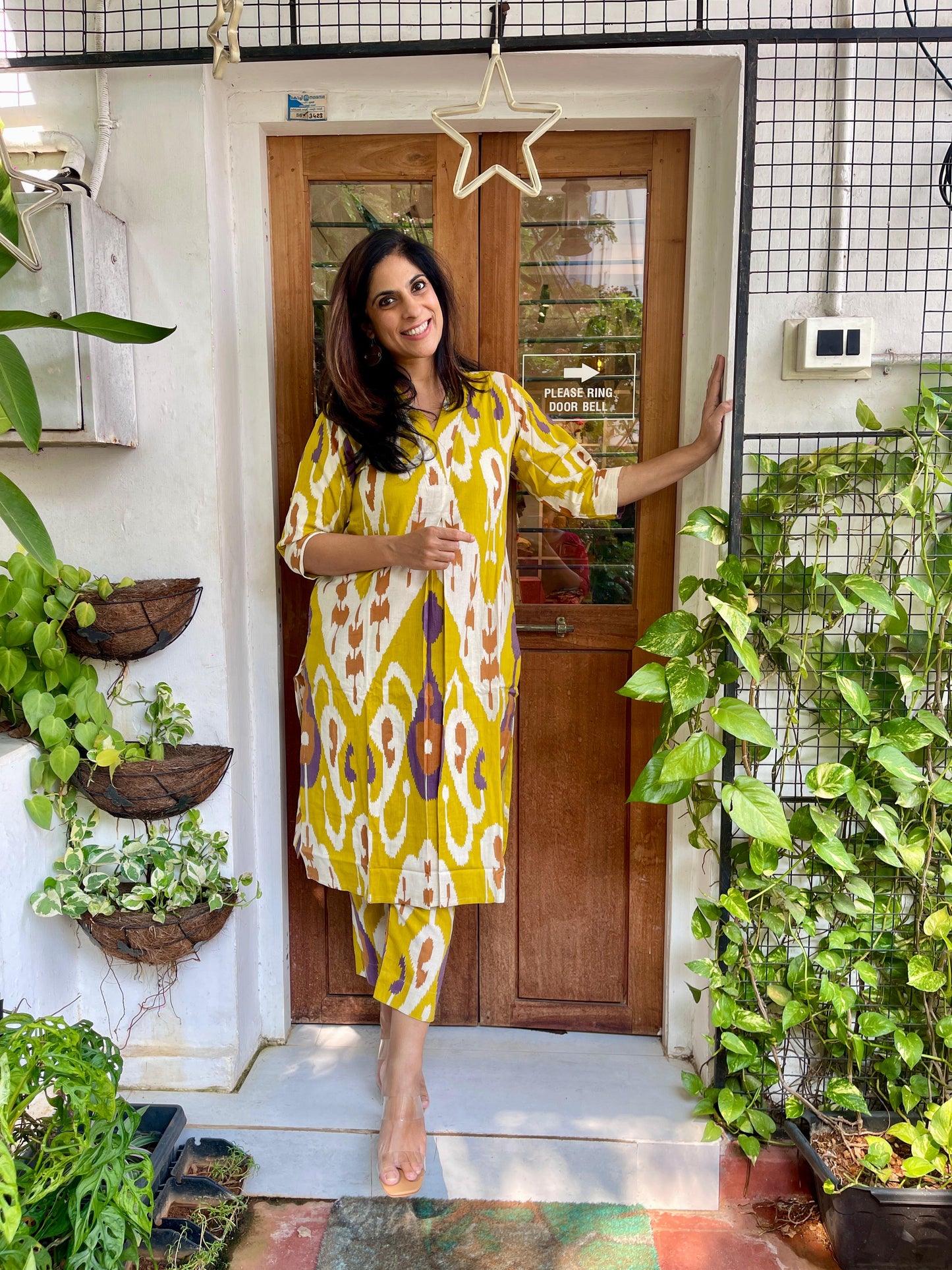HOUSE OF VANDY YELLOW IKAT PRINTED CO ORDS SET