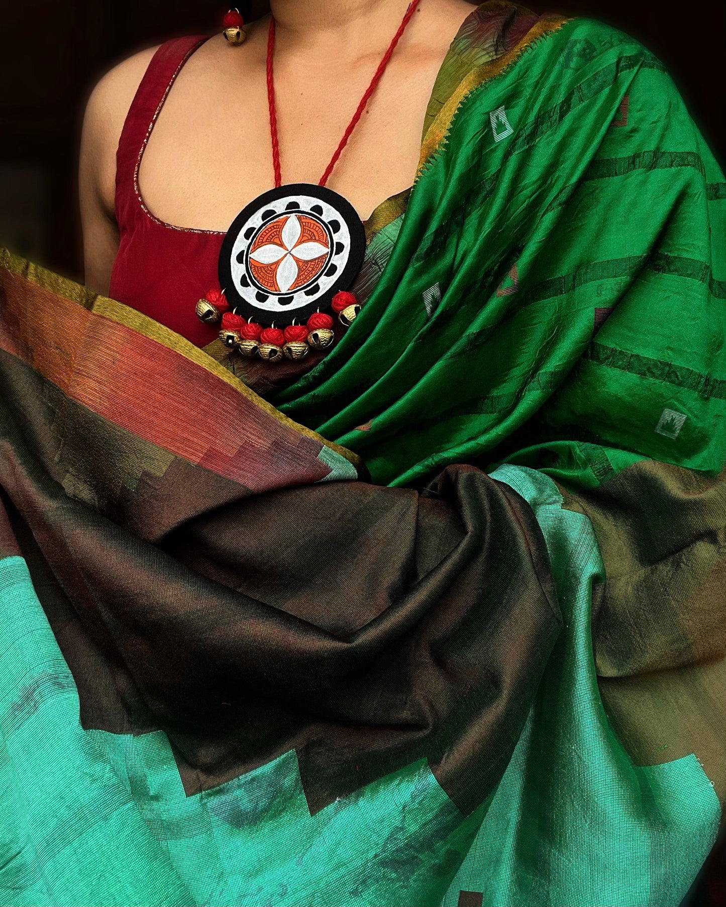 THEYYAM SERIES- YAJNA MANDALA| HANDCRAFTED STATEMENT SET- RED