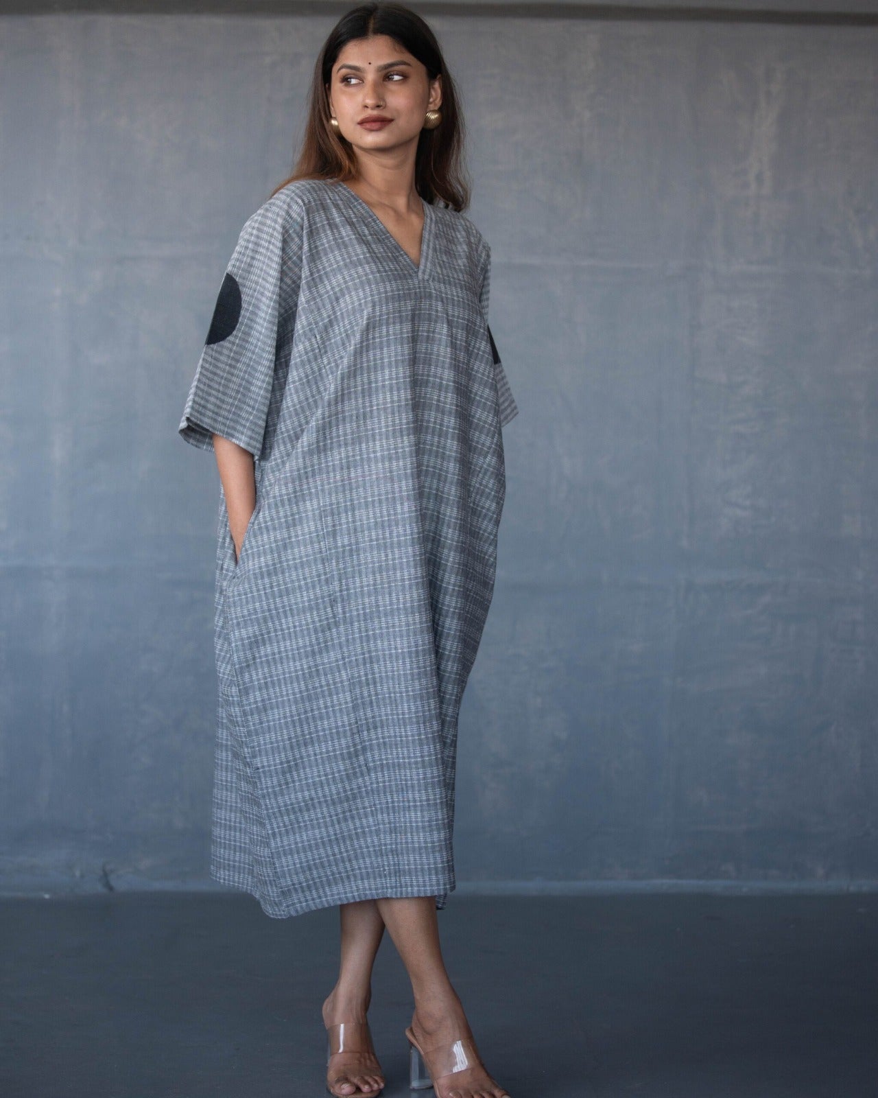 GREY KAFTAN DRESS