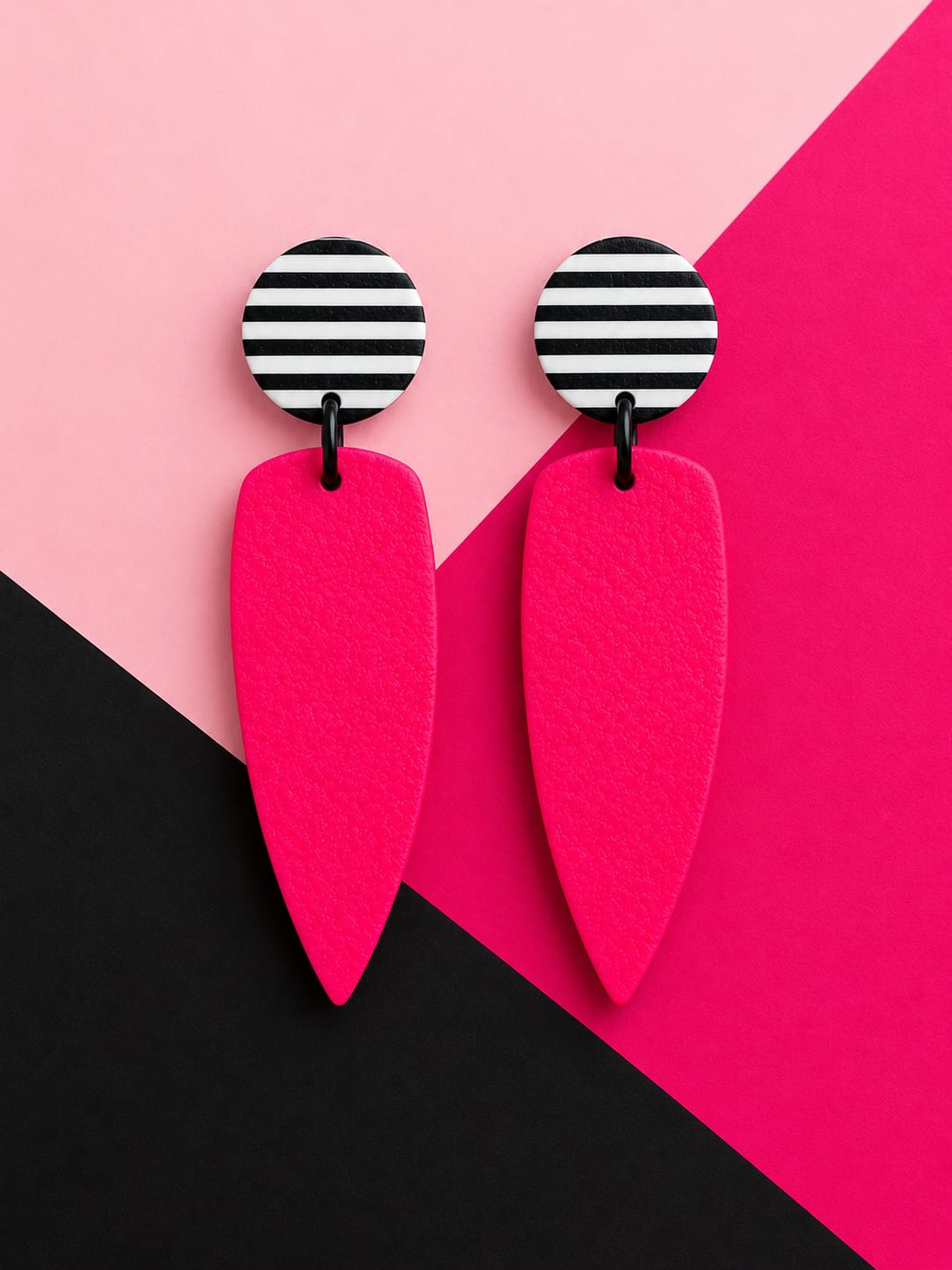 Hot pink geometric drop earrings