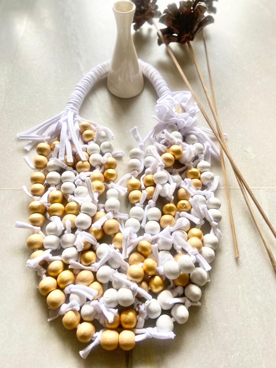 Whimsical White 1 Handmade Fabric Necklace