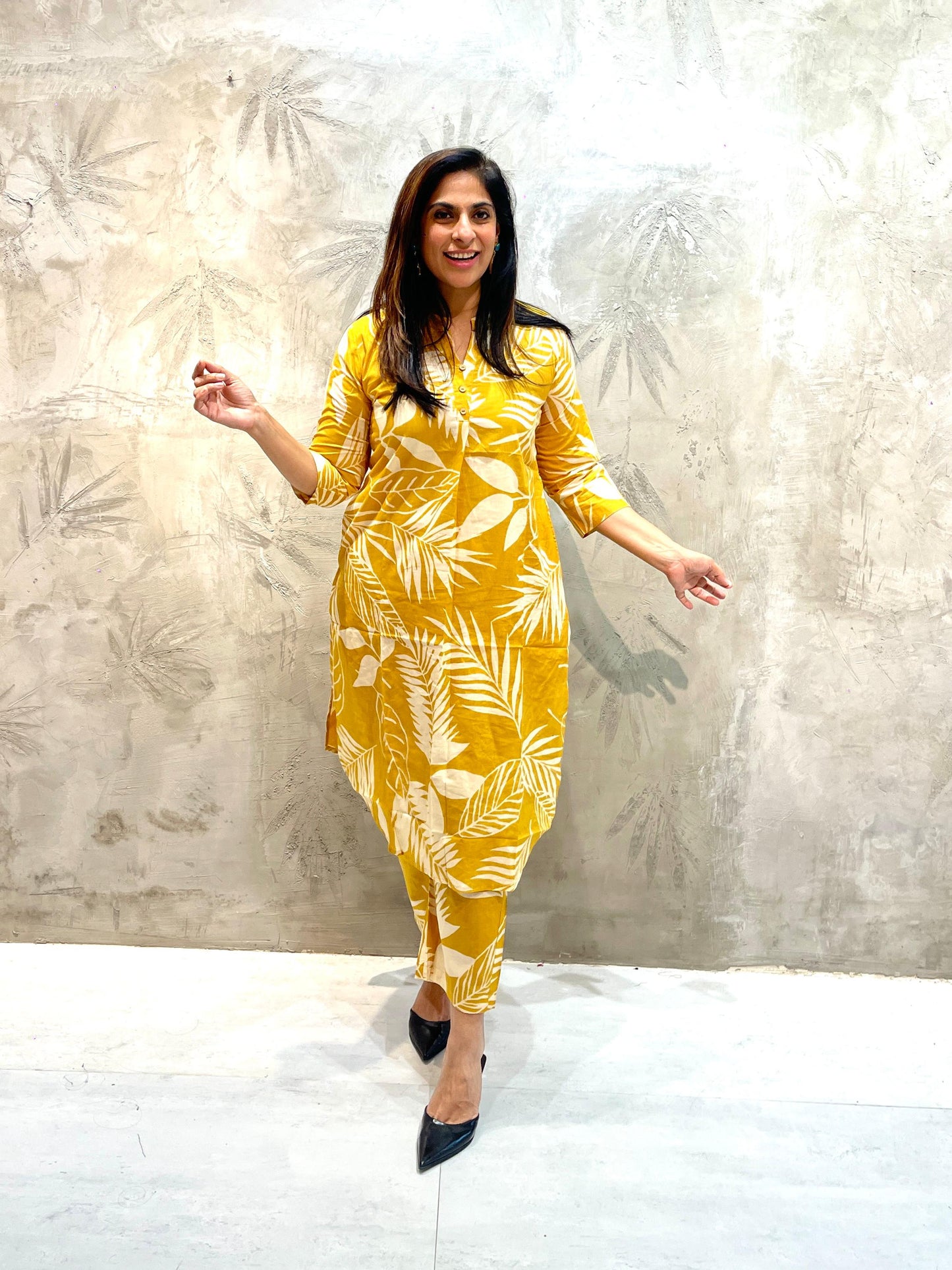 YELLOW LEAF PRINT CO-ORD SET