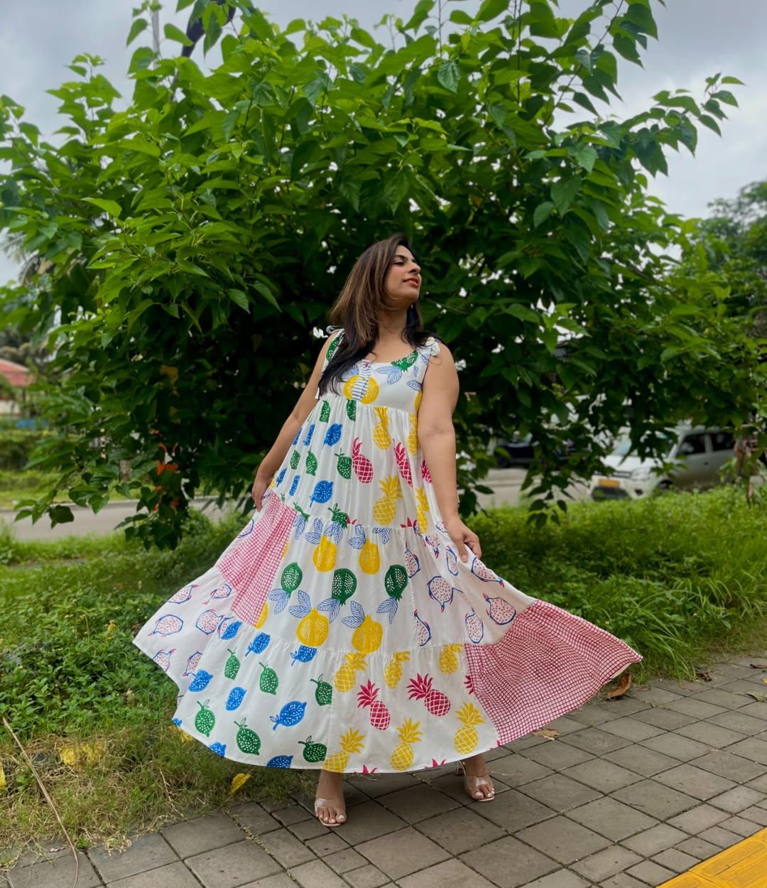 FRUITY SUMMER FLARED DRESS
