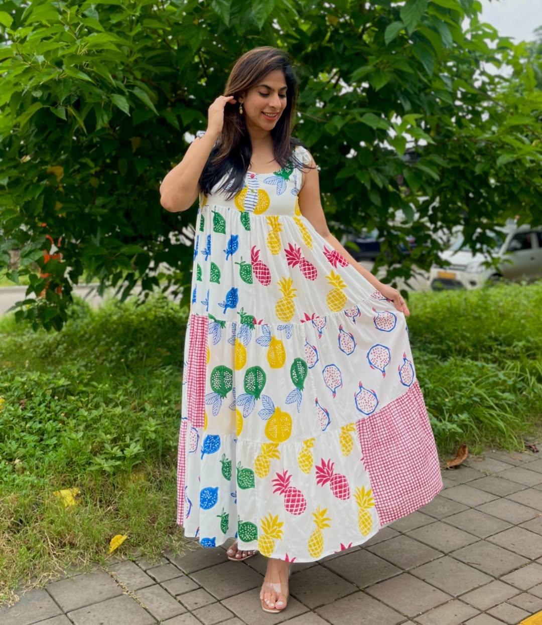 FRUITY SUMMER FLARED DRESS