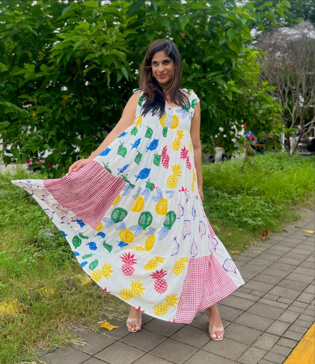 FRUITY SUMMER FLARED DRESS