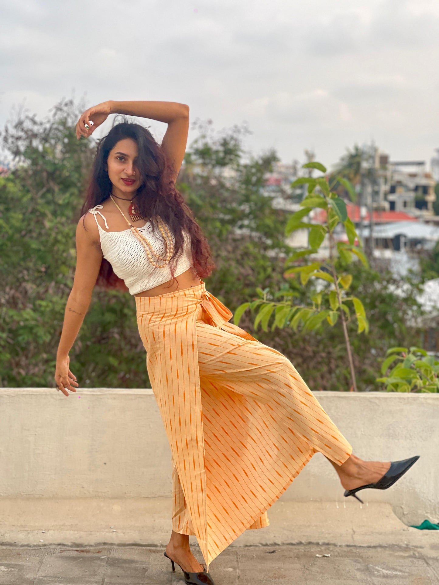 WRAP PANT ORANGE STRIPES