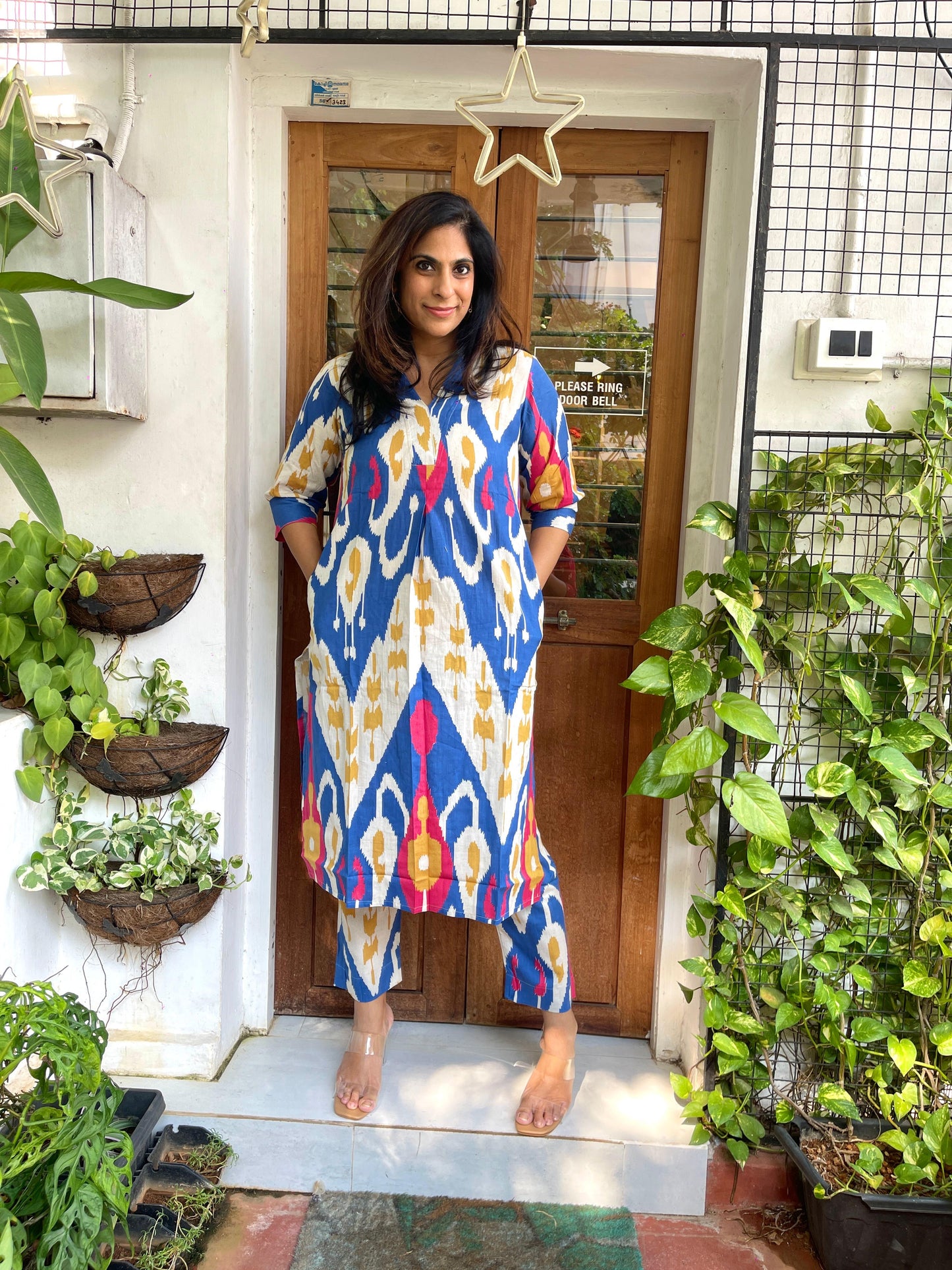 HOUSE OF VANDY BLUE IKAT PRINTED CO ORDS SET