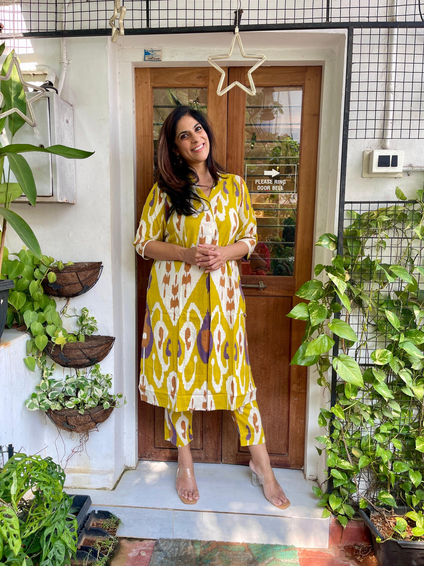 HOUSE OF VANDY YELLOW IKAT PRINTED CO ORDS SET