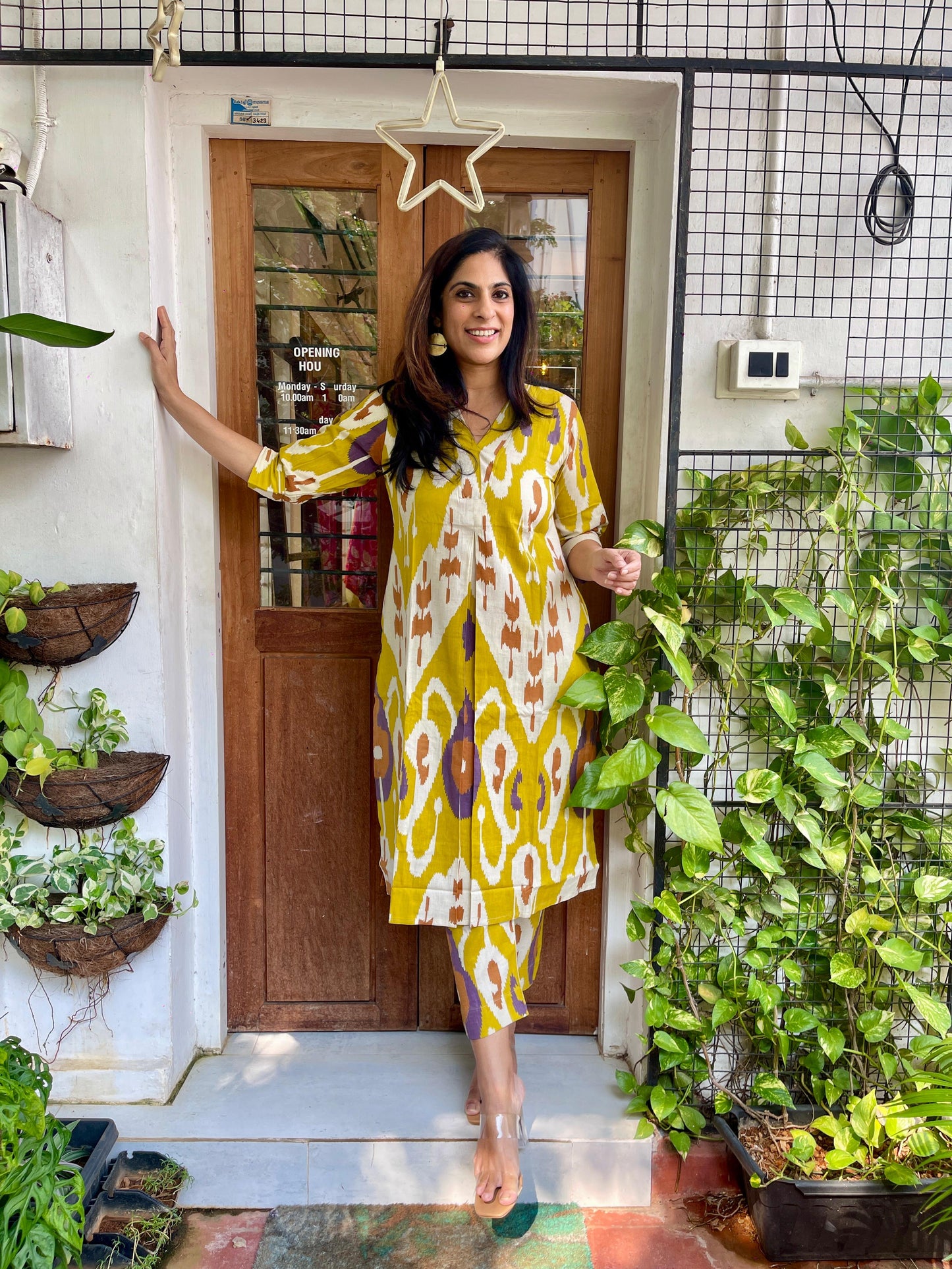 HOUSE OF VANDY YELLOW IKAT PRINTED CO ORDS SET