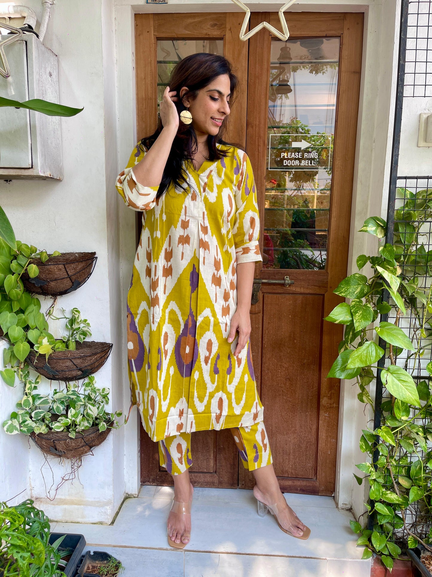 HOUSE OF VANDY YELLOW IKAT PRINTED CO ORDS SET