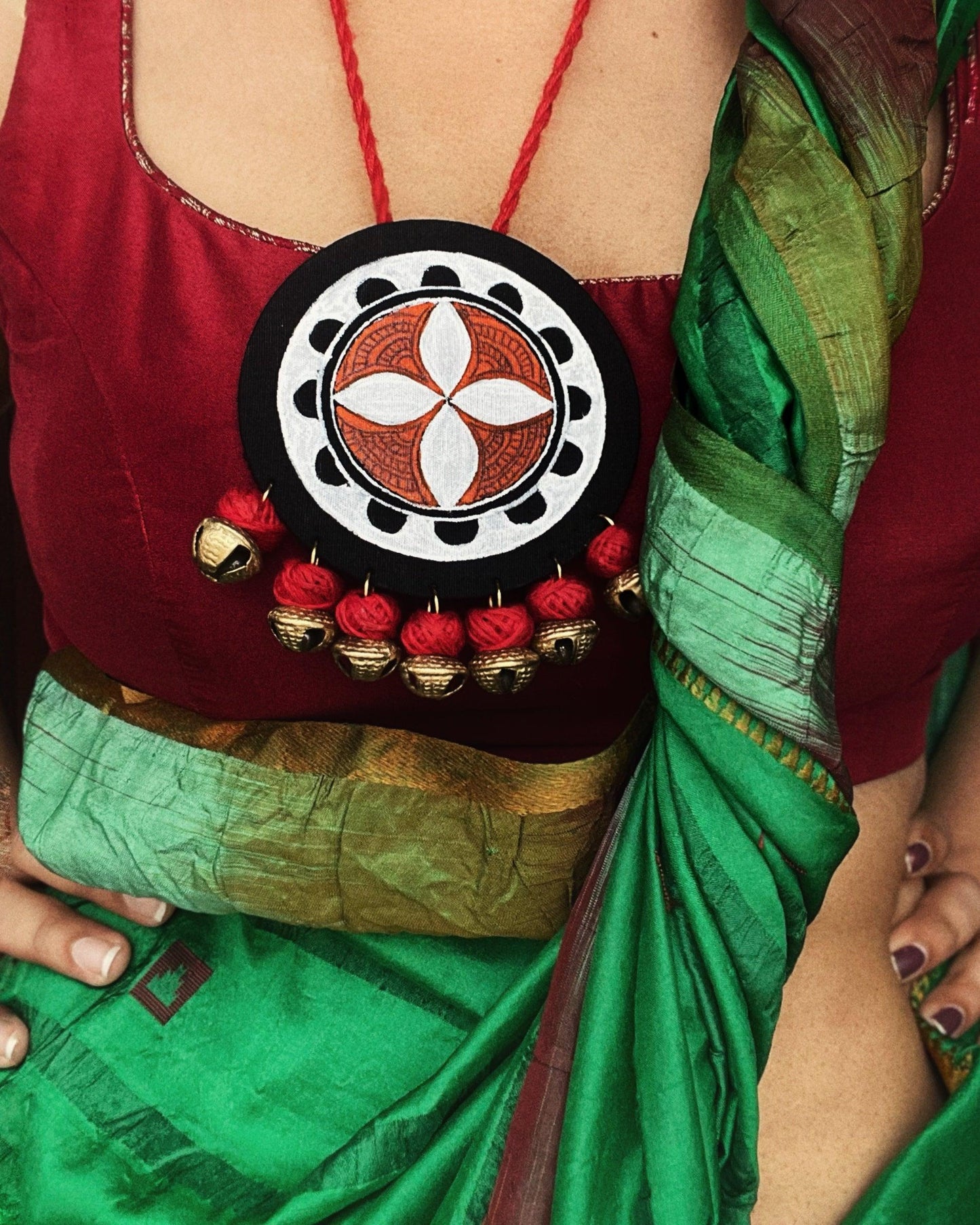 THEYYAM SERIES- YAJNA MANDALA| HANDCRAFTED STATEMENT SET- RED