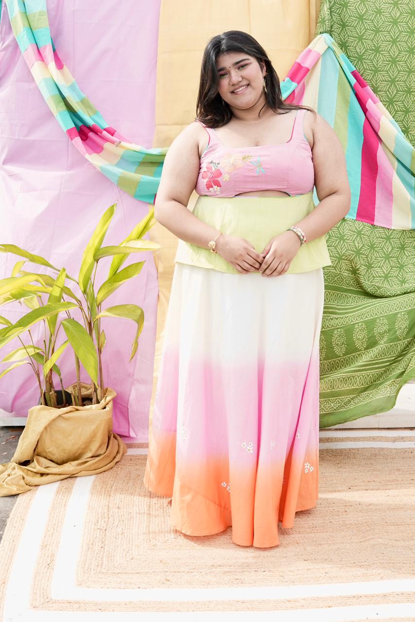 SUNDHARI PAVADA & TOP SET
