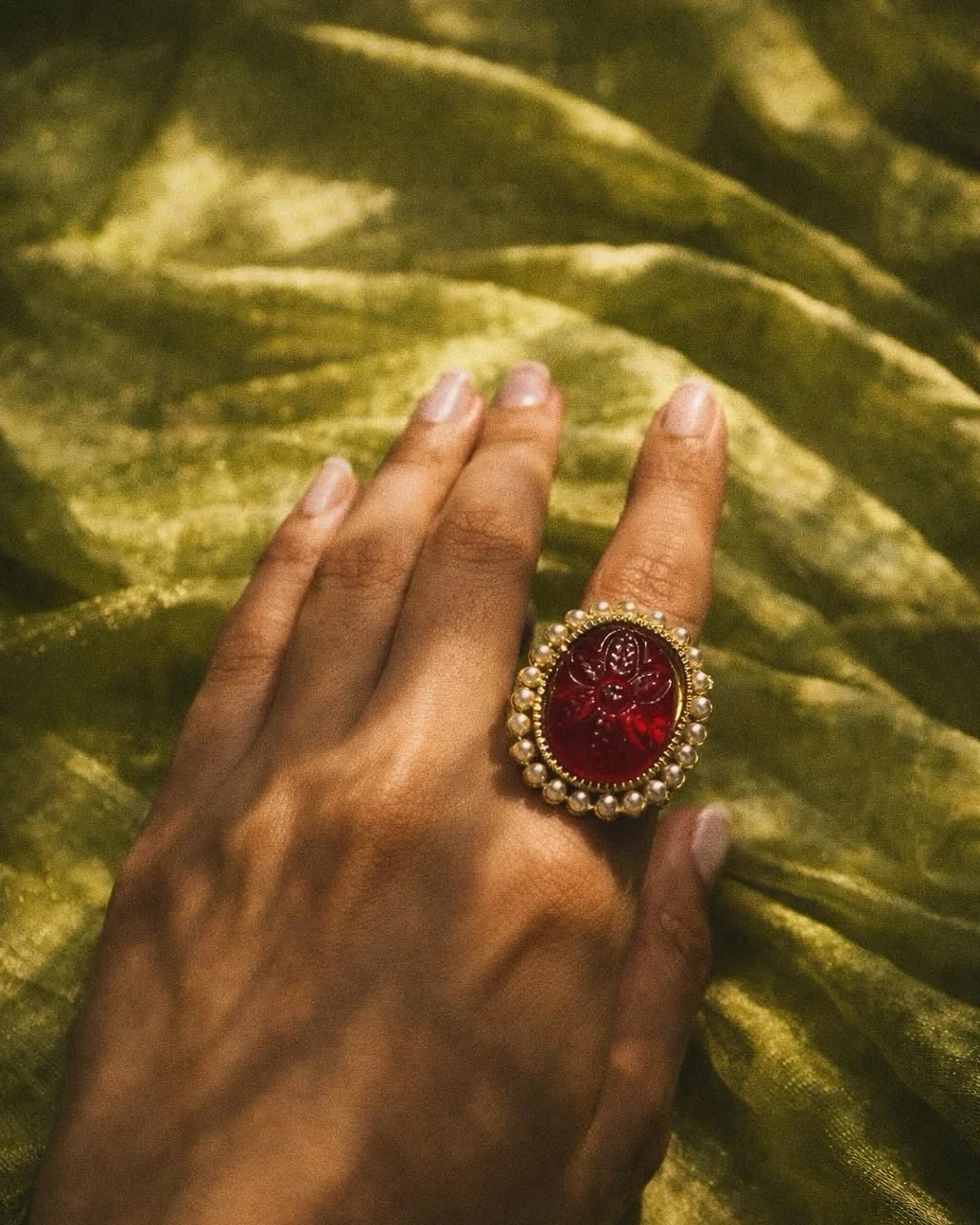 Antique Gold Kemp Stone Ring | House of Pallikkara