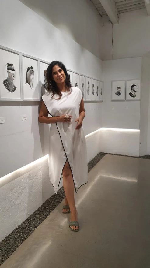 Mia White Asymmetric Wrap Dress