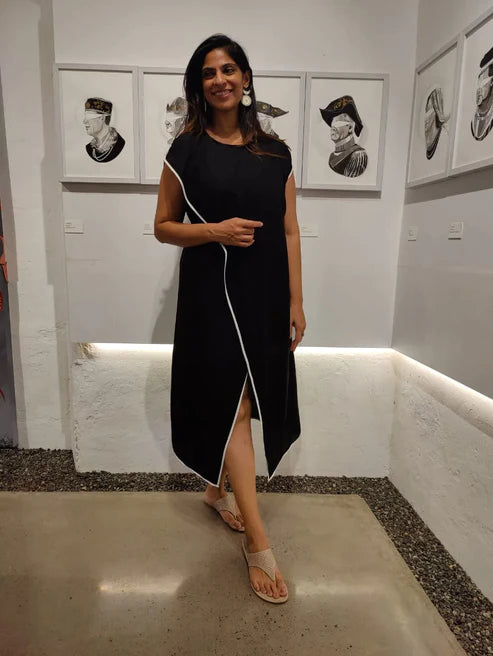 Mia Black Asymmetric Wrap Dress