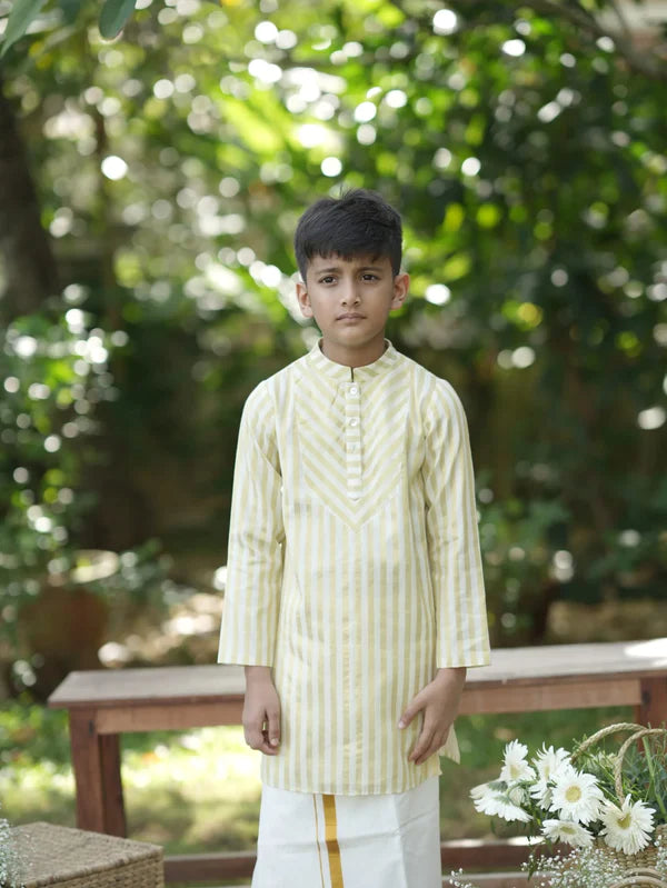 Rowan Onam Kasavu Stripe Kurta