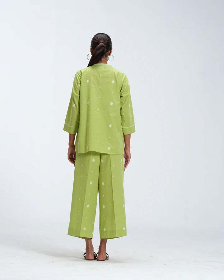 Lime Green Polka Cotton Woven Co-Ord Set
