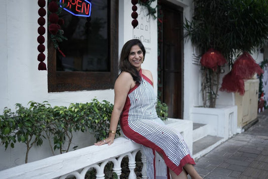 Crimson Coast halter dress for a Christmas party