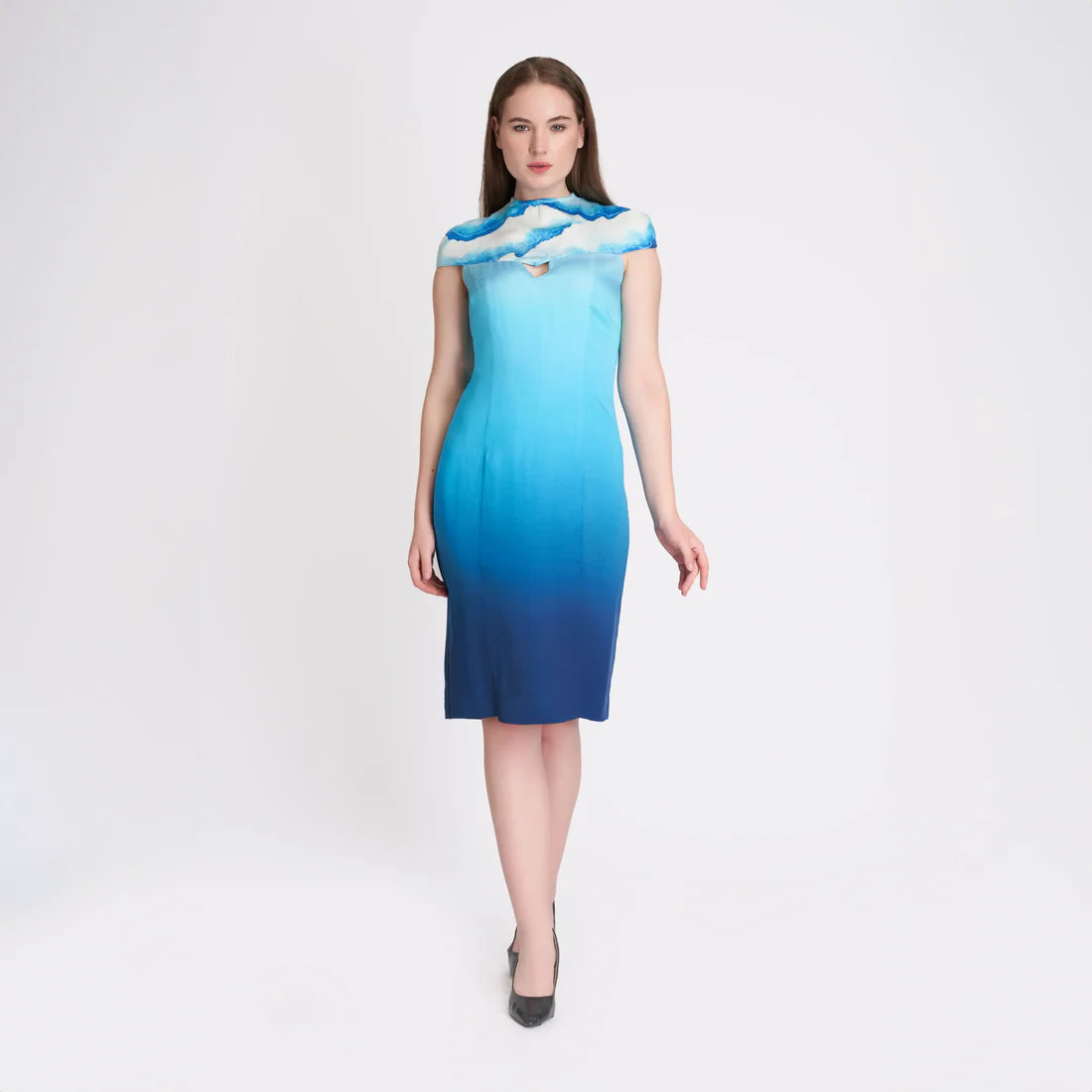 Ombre Blue Women's Dress | Lotus Silk | Limited Edition