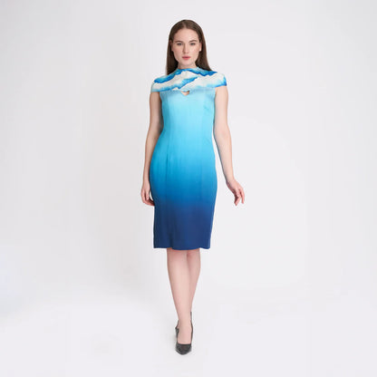 Ombre Blue Women's Dress | Lotus Silk | Limited Edition