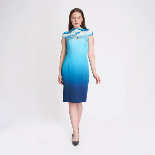 Ombre Blue Women's Dress | Lotus Silk | Limited Edition
