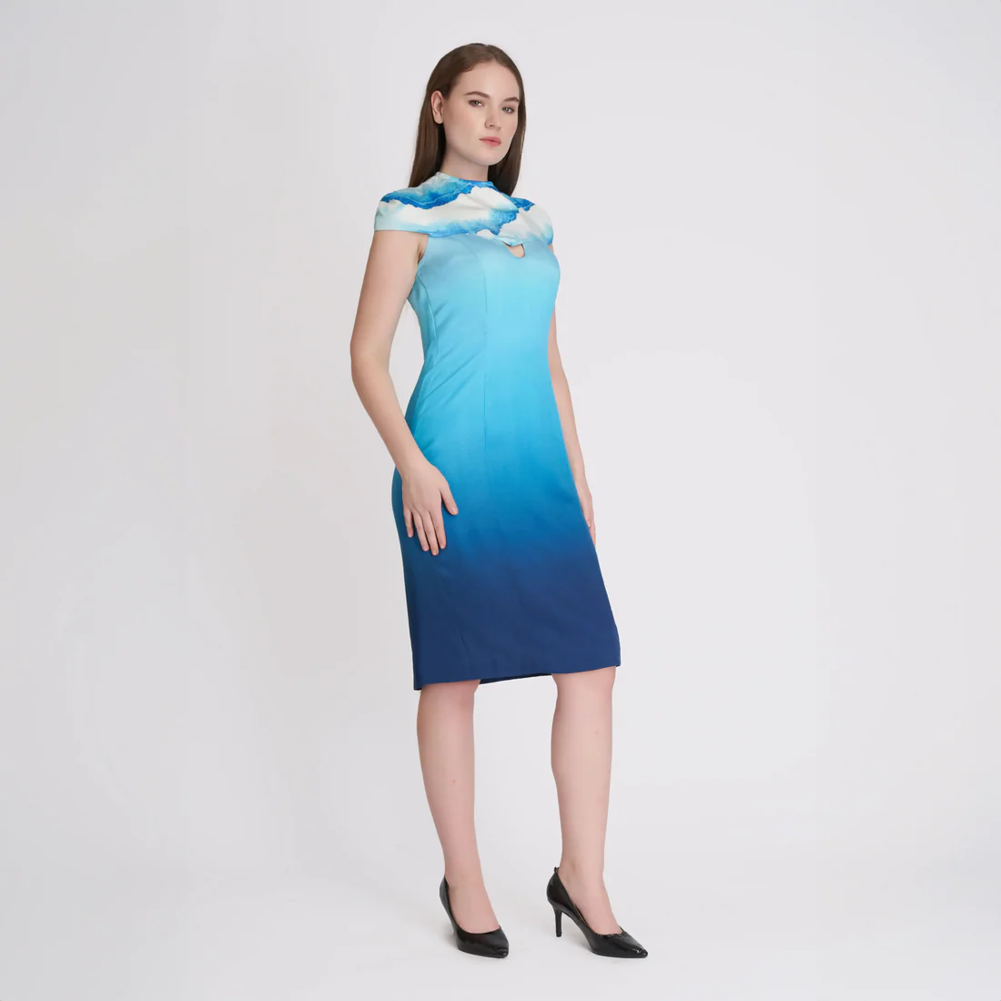 Ombre Blue Women's Dress | Lotus Silk | Limited Edition