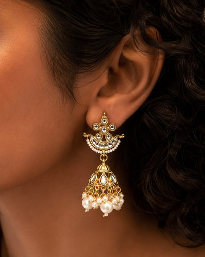 Ponnambal | Kundan & Pearl Vintage Haaram with Jhumkas