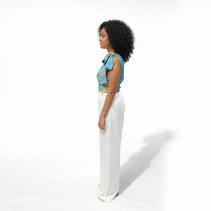 Teal Vine One Shoulder Top | Rose Silk | Limited Edition