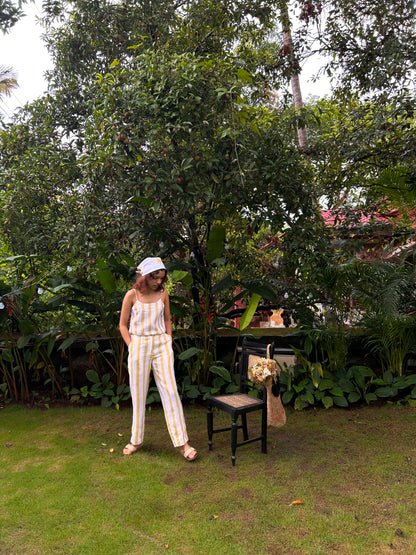 The Serenity Pant | Yellow & Black Printed Linen