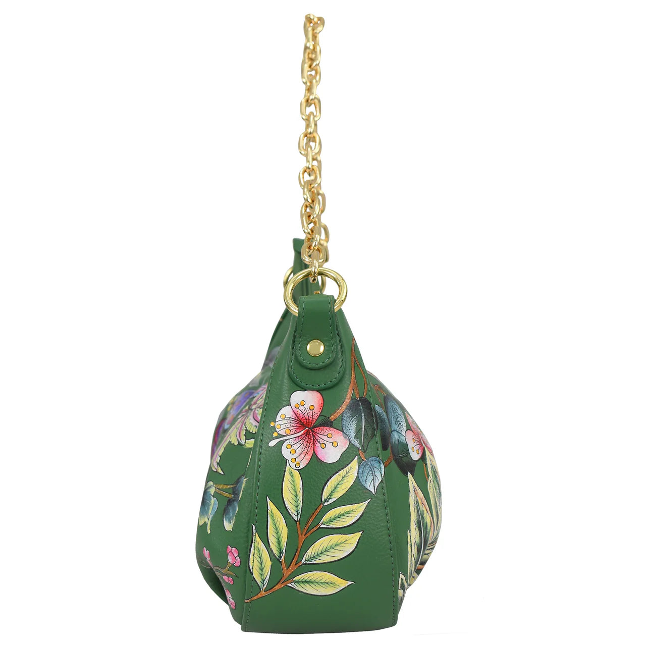 Ruched East West Hobo With Chain